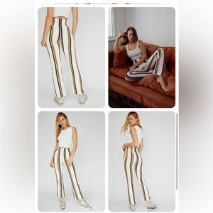Free People white striped crop flare